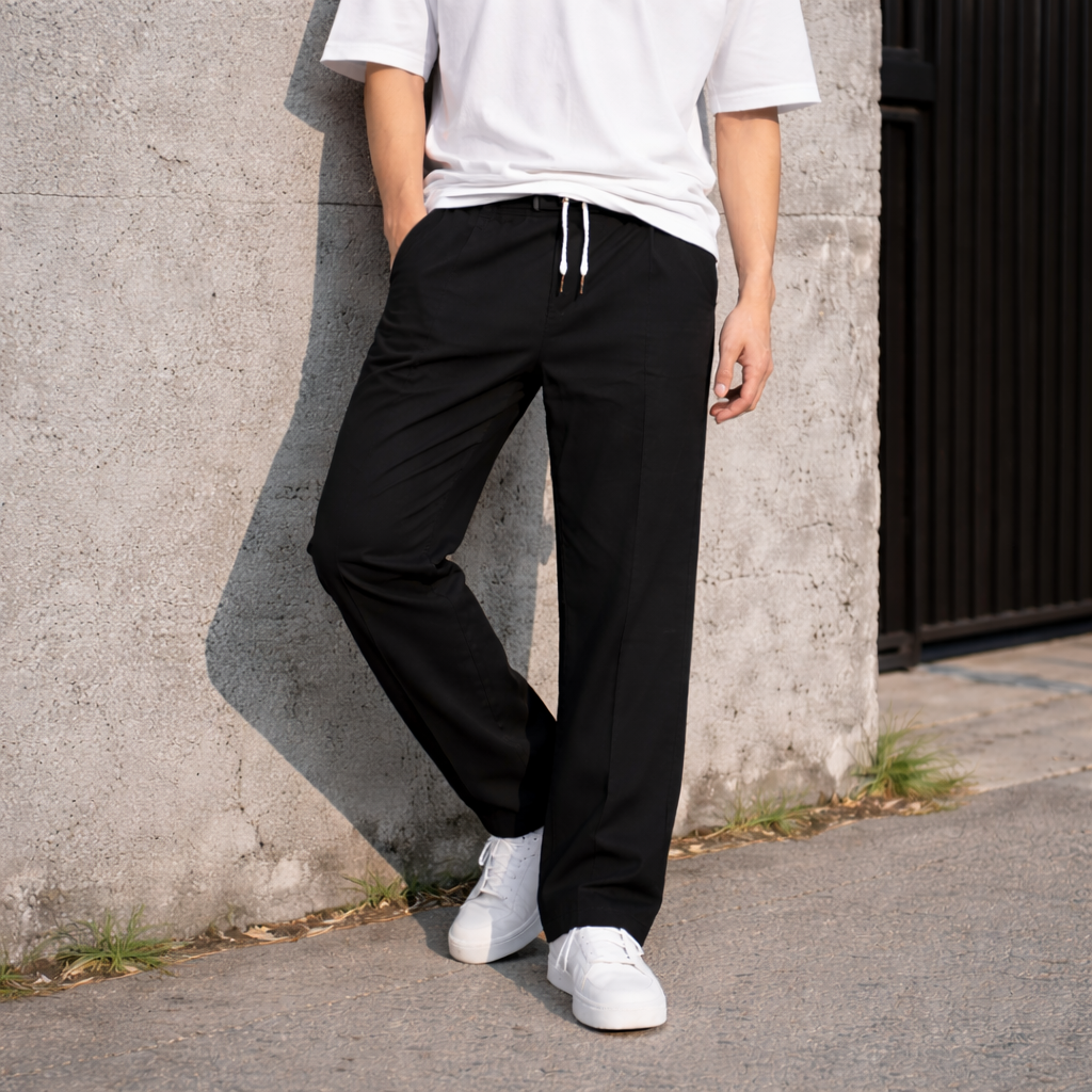 PANTALON SASTRERO DE GABARDINA COLOR BLACK