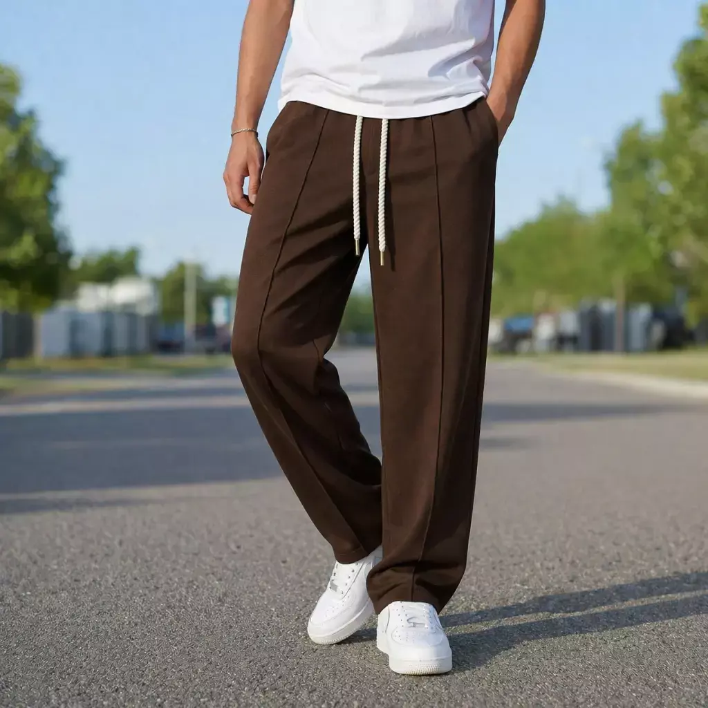 PANTALON SASTRERO DE GABARDINA COLOR BROWN