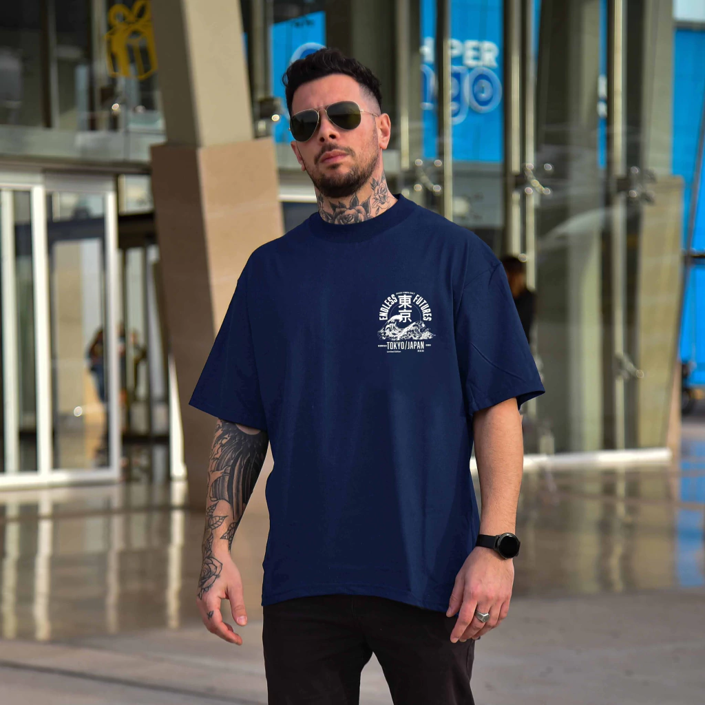 Remera oversize TOKIO azul navy - Imagen 2