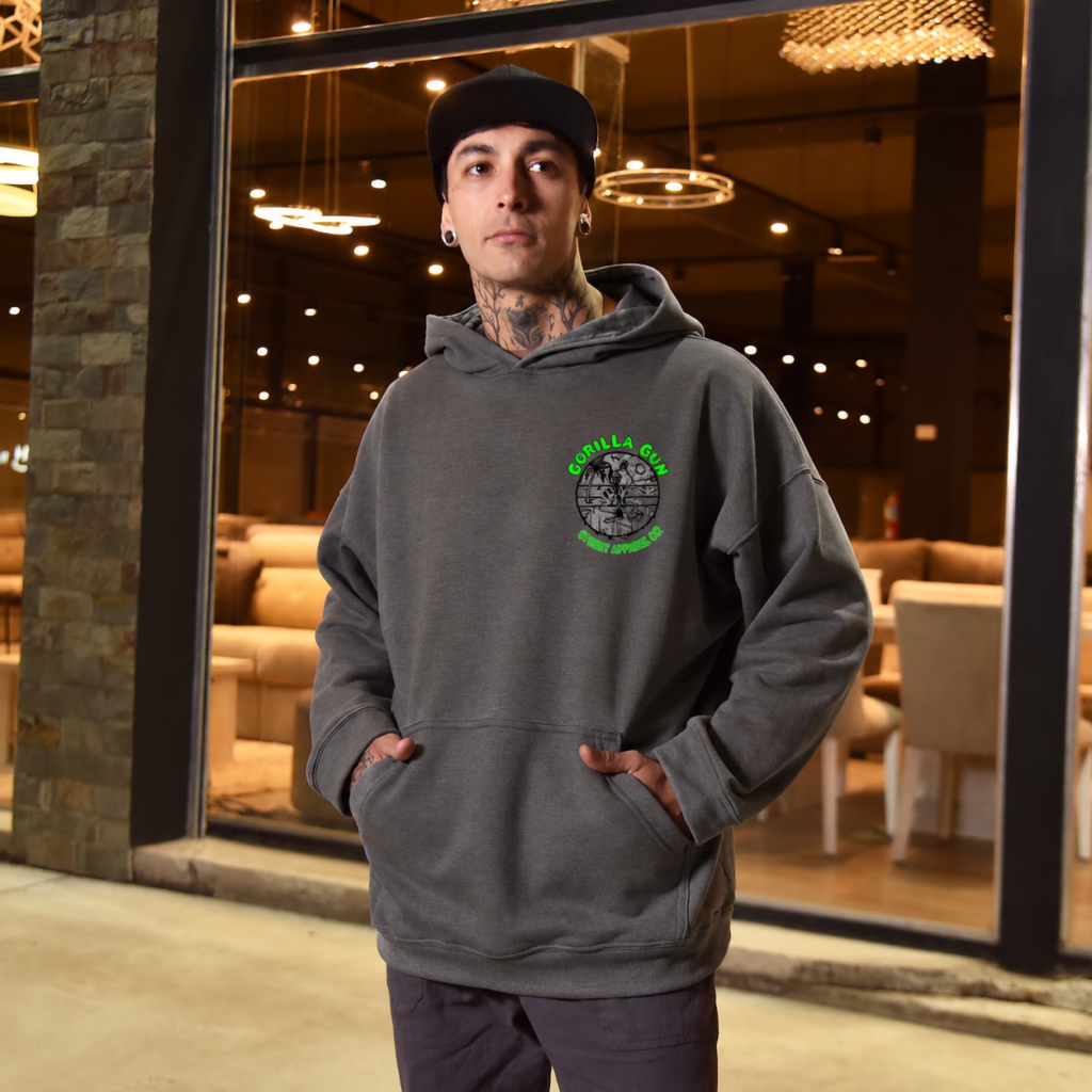 BUZO oversize gris topo diseño skull drink